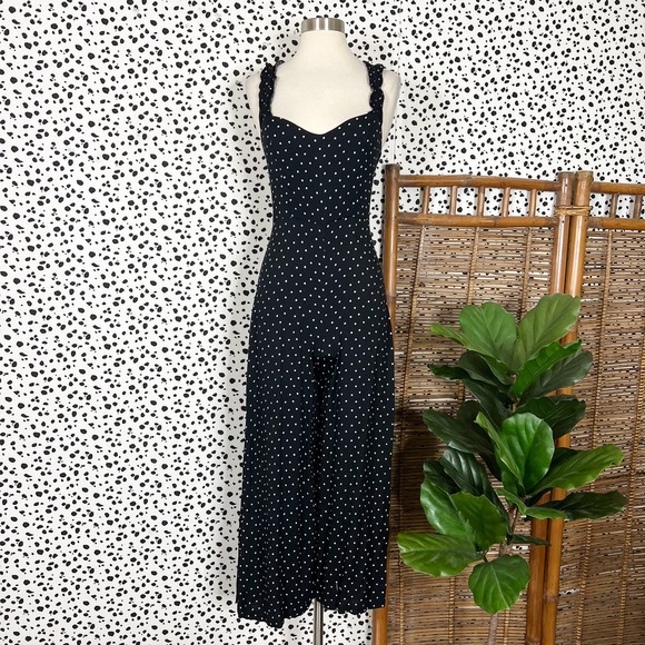 Aritzia Pants - Aritzia | Sunday Best Flirt Black White Polka Dot Wide Leg Ruffle Jumpsuit 0